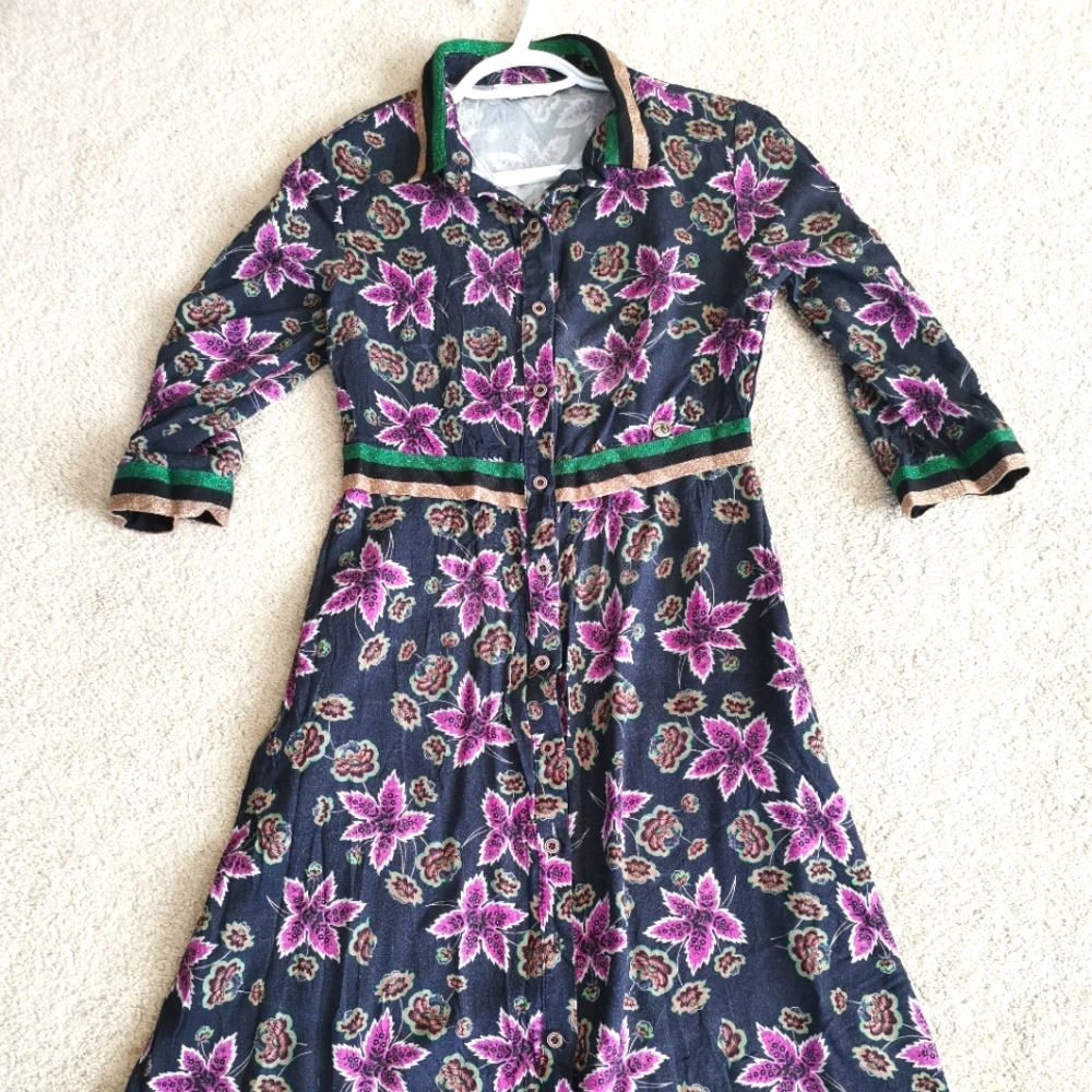 (3 for $25) Floral Pattern Flared Dress - Size S